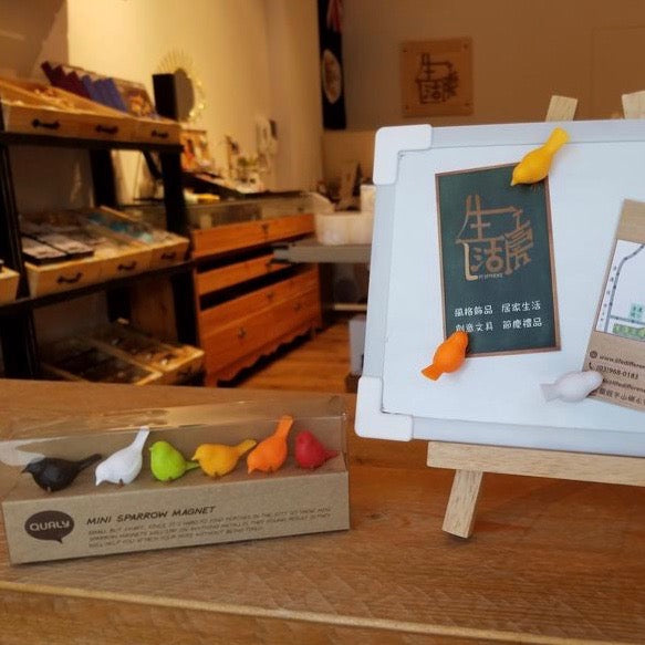 Bird magnets Sparrows set of 6 in multicolour