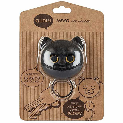 Cat Key Holder Wall Mounted Neko Cat in Black
