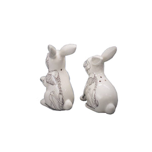 Salt and Pepper Shakers in Anatomical Rabbit shapes in white