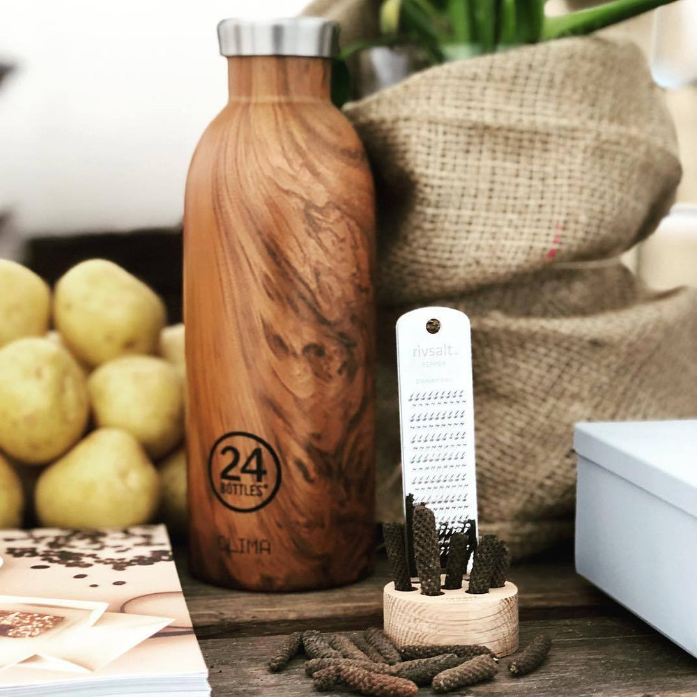 Water Bottle Insulated 500ml Brown Sequoia Wood Finish