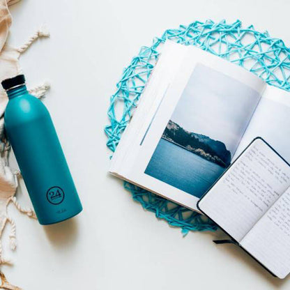 Water Bottle Lightweight 1L Blue-Green Teal Atlantic Bay Stone