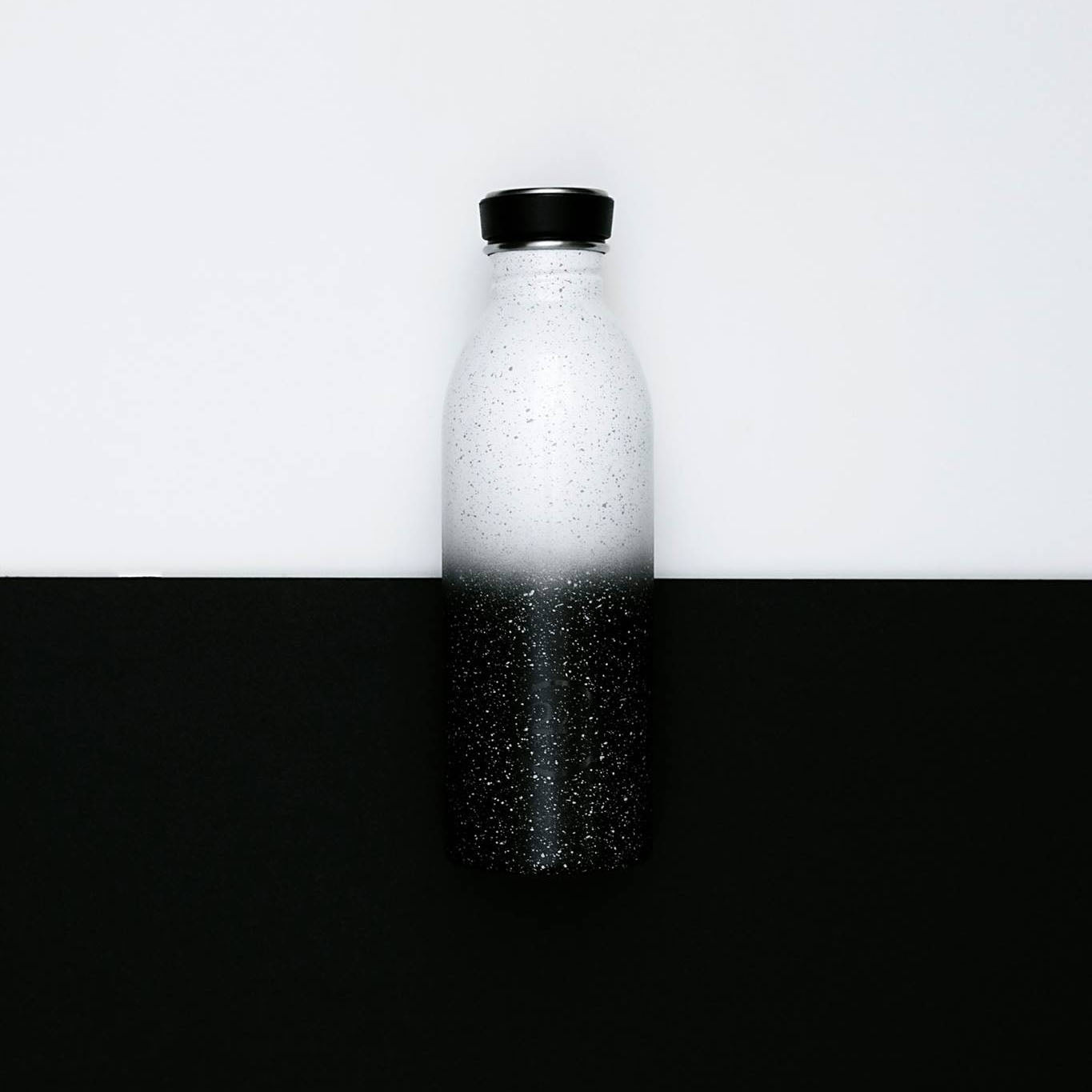Water Bottle Lightweight 500ml Black and White Eclipse