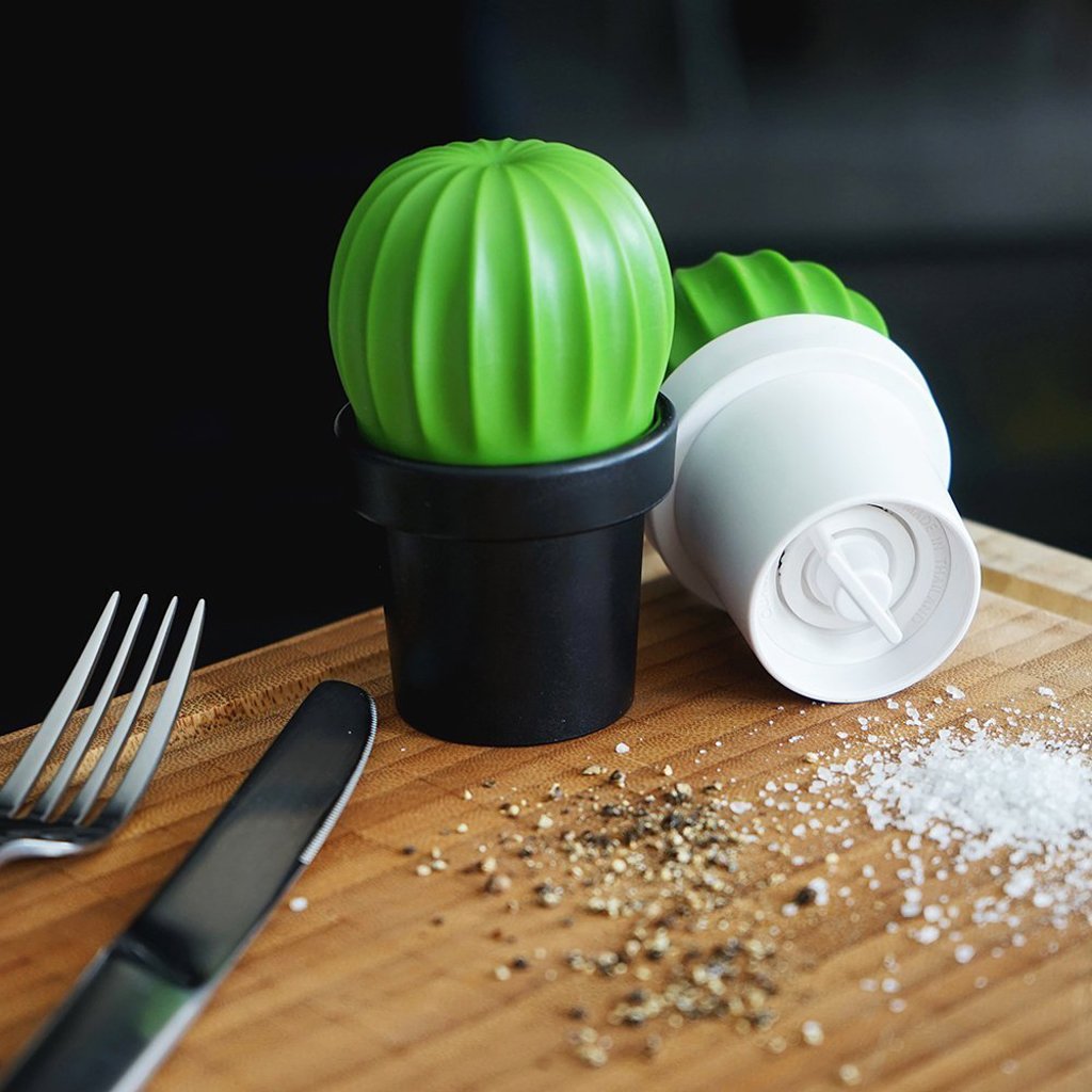 Salt Grinder or Pepper Grinder Cactus in Black and Green
