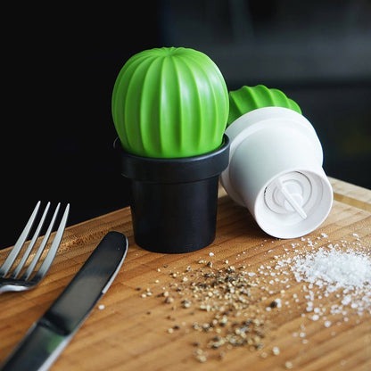 Salt Grinder or Pepper Grinder Cactus in Black and Green