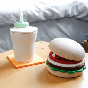 Coaster Hamburger Wooden and Felt Burger Coaster Set