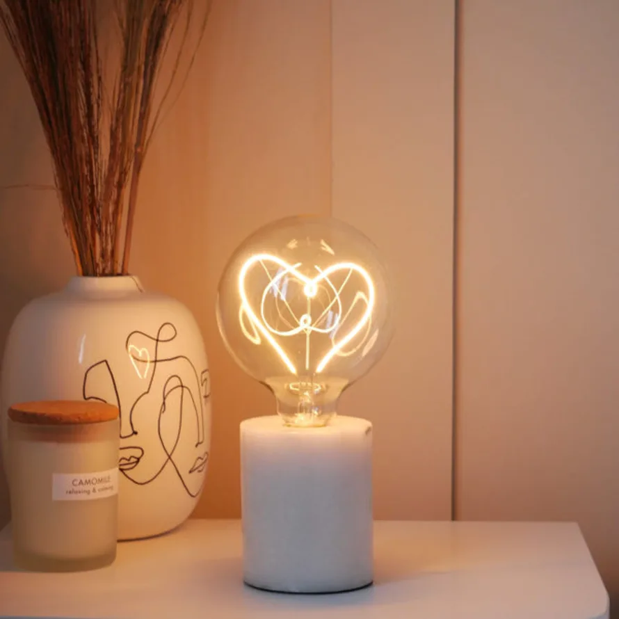 Heart Filament White Lamp Exposed Bulb Steepletone LED