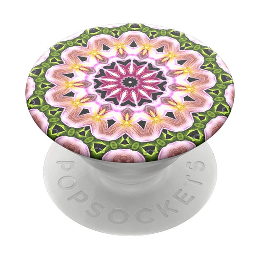 Mobile accessory expanding hand-grip and stand Popsocket in multicolour orchid flower mandala
