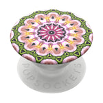 Mobile accessory expanding hand-grip and stand Popsocket in multicolour orchid flower mandala
