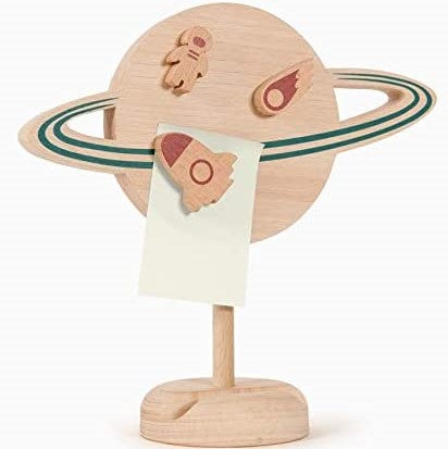 Magnetic Message Board Note Holder Wooden Planet