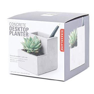 Planter and Pen Holder Desk Tidy Stationery Small Organiser Concrete in Grey