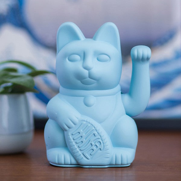 Lucky Cat Waving Arm 'Maneki-Neko' Good Fortune Blue