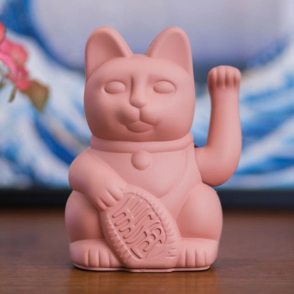 Lucky Cat Waving Arm 'Maneki-Neko' Good Fortune Pink