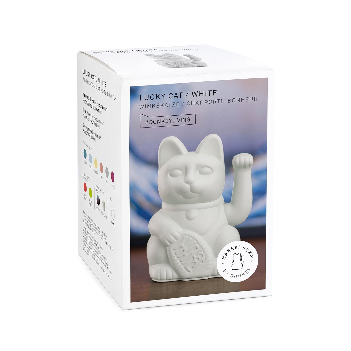 Lucky Cat Waving Arm 'Maneki-Neko' Good Fortune White