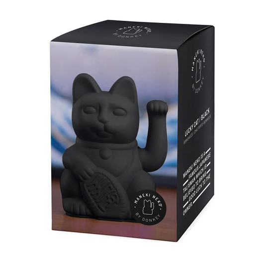 Lucky Cat Waving Maneki Neko Black