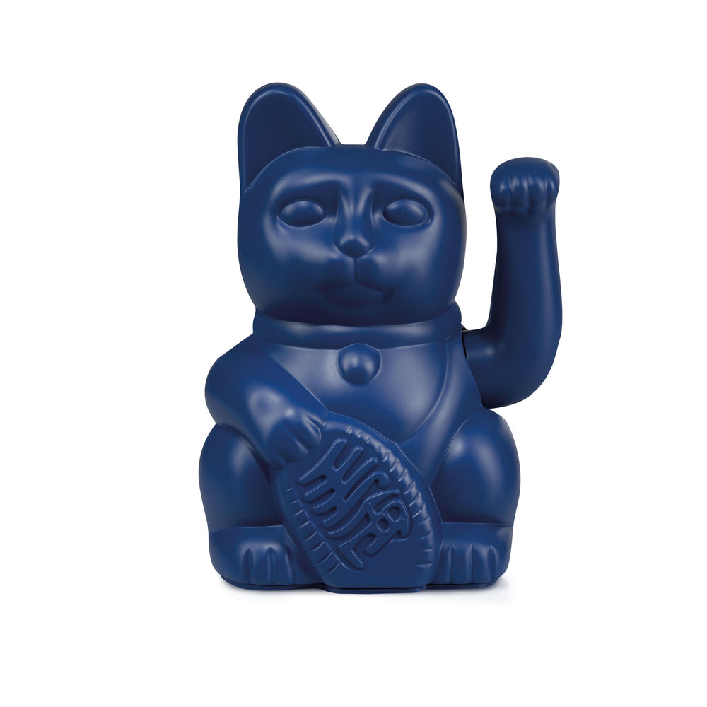 Lucky Cat Waving Maneki Neko Dark Blue