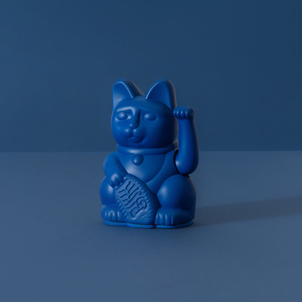 Lucky Cat Waving Maneki Neko Dark Blue