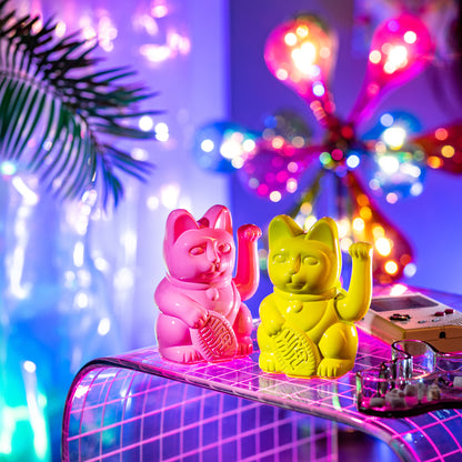 Lucky Cat Waving Maneki Neko Glossy Yellow