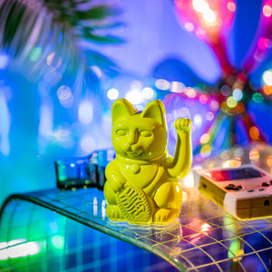 Lucky Cat Waving Maneki Neko Glossy Yellow