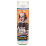 Tall votive candle with secular Saint 'William Shakespeare'