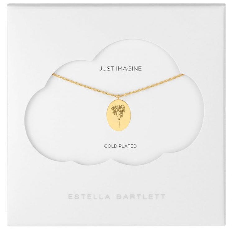 Necklace with flower gypsophila pendant in gold