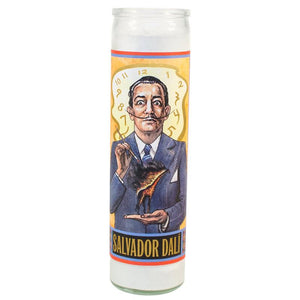 Tall votive candle with secular Saint 'Salvador Dali'