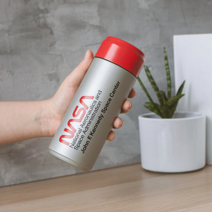 NASA Travel Water Bottle Flask Grey Red