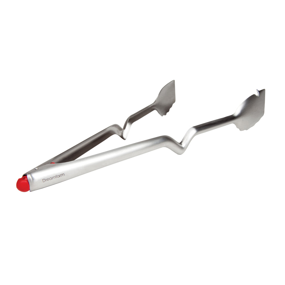 
            
                Load image into Gallery viewer, Kitchen BBQ Tongs 12&amp;quot; Clongs Click Lock in Stainless Steel &amp;amp; Red
            
        