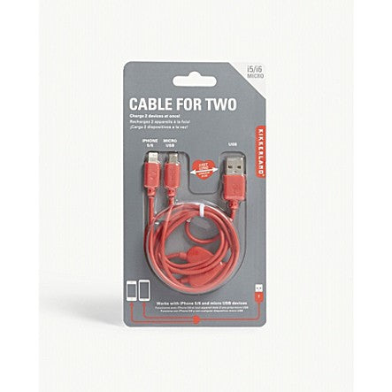 Heart dual phone charger usb cable