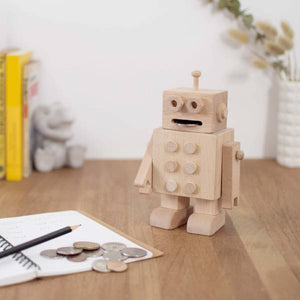 Wooden DIY Robot Toy Money Box Piggy Bank Coin Bank Mr. Manny