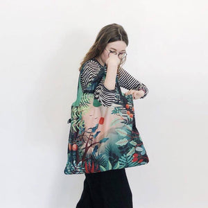 Foldable Tote bag with 'Arbaro' botanical artwork by HVASS&HANNIBAL in green