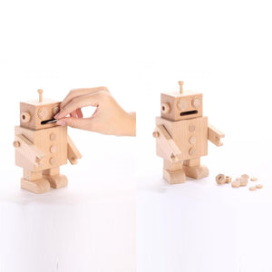 Wooden DIY Robot Toy Money Box Piggy Bank Coin Bank Mr. Manny