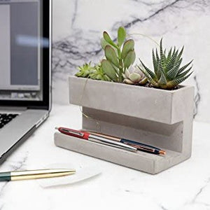 Planter and Pen Holder Desk Tidy Stationery Organiser Concrete in Grey