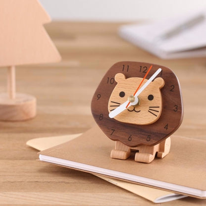 Table Clock Wooden Lion