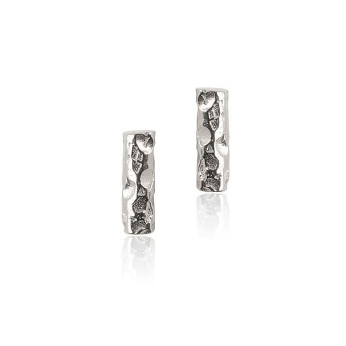 
            
                Load image into Gallery viewer, Stud earrings in gift bottle with meteor bar design from solid sterling silver
            
        