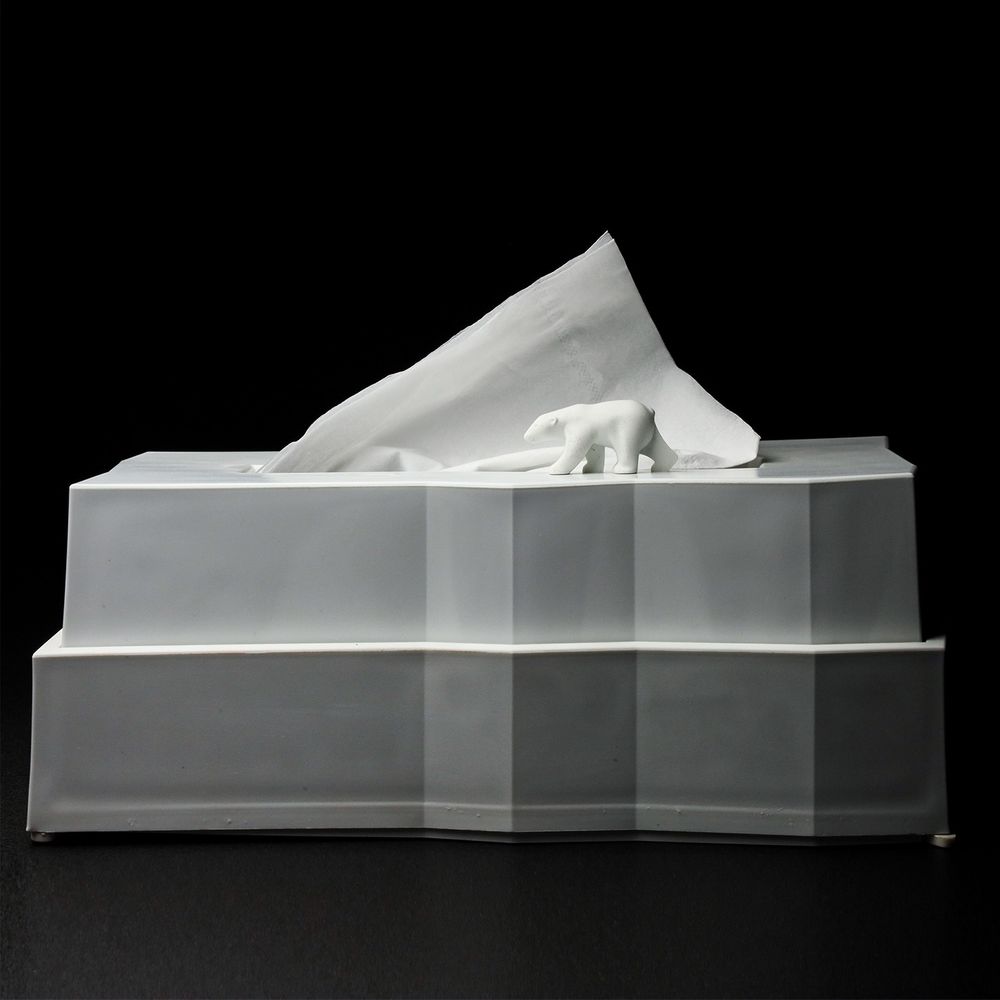 Tissue Box Tissues Holder Polar Bear Iceberg in White