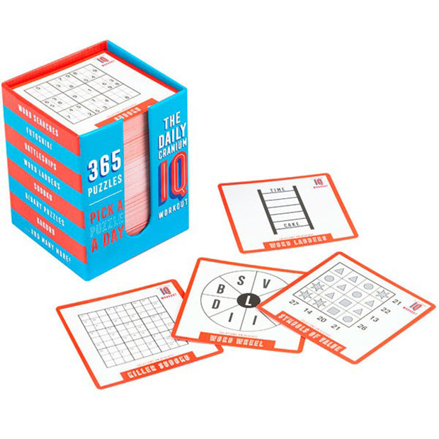 Game Quiz Brain Teasers Training Activities The Daily Cranium IQ Test 365 Puzzles in Blue And Red