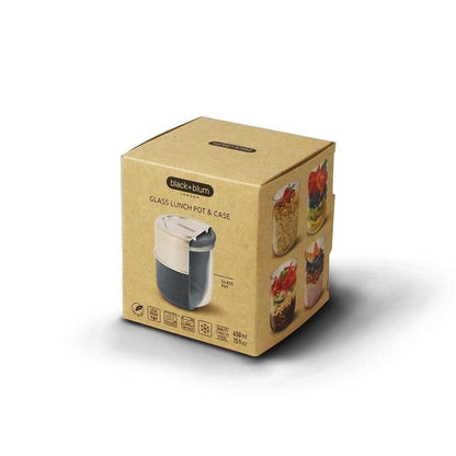 Lunch Bowl Glass Large With Leak Proof Case Set In Blue 450ml - Brand Academy Store