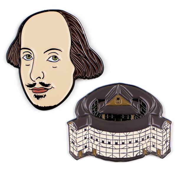 Pin Badge Enamel set William Shakespeare  Globe Theatre Design