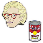 Two Enamel Pin Badge set with Andy Warhol and Campbell's Soup Tin