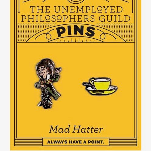 Two Enamel Pin Badge set with Mad Hatter and tea cup