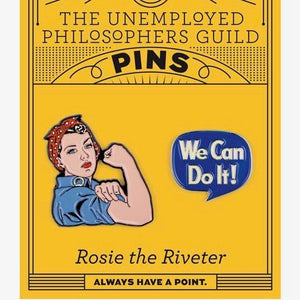 Pin Badge set Enamel Rosie The Riveter and 'We can do it!'