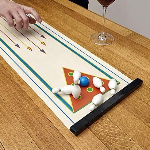 Table Top Bowling Game White Red Yellow Blue