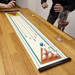 Table Top Bowling Game White Red Yellow Blue