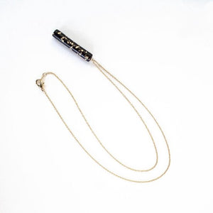 Necklace Black Bar Pendant Gold Speckles