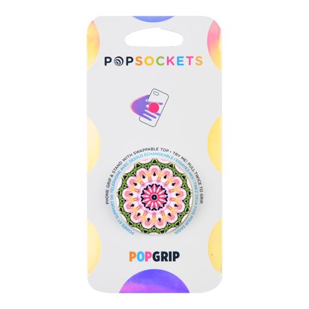 Mobile accessory expanding hand-grip and stand Popsocket in multicolour orchid flower mandala