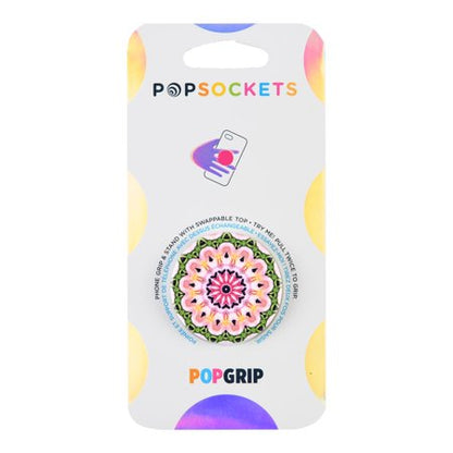 Mobile accessory expanding hand-grip and stand Popsocket in multicolour orchid flower mandala