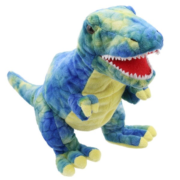 
            
                Load image into Gallery viewer, Blue T-Rex Dinosaur Puppet Baby Dino Toy
            
        