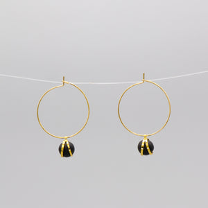 Caged ball charm gold hoop earrings