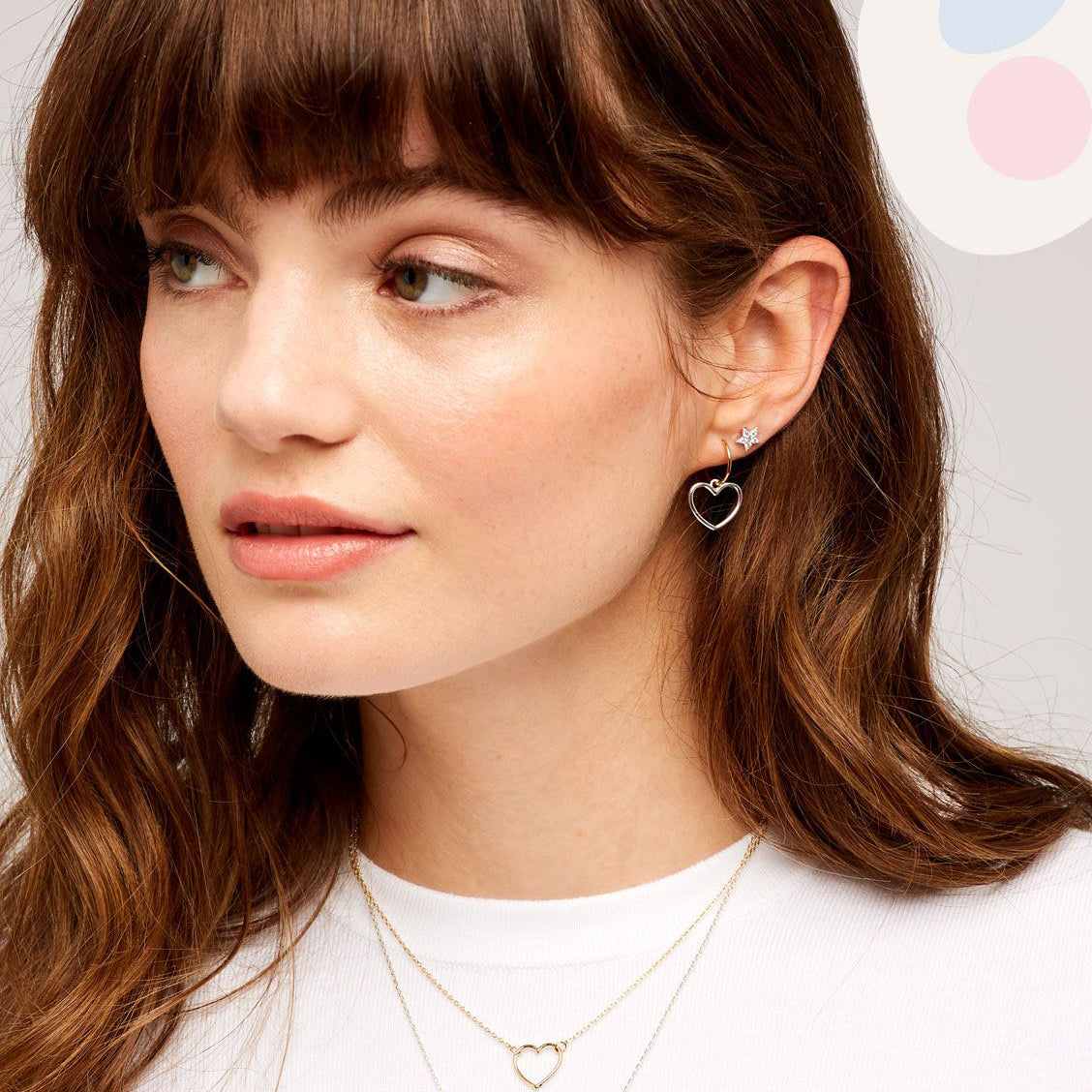 Earrings Mini Hoop Large Heart in Gold and Silver