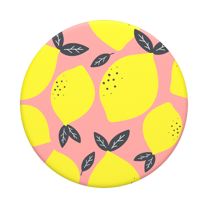 Mobile accessory expanding hand-grip and stand Popsocket in lemon illustration
